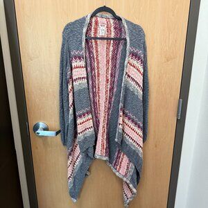 Mossimo Gray Knit Tribal Waterfall Cardigan Women’s Medium